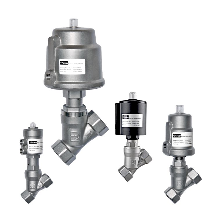 Parker PA Series 2Way PneumaticallyActuated Angle Body Valves, Angle
