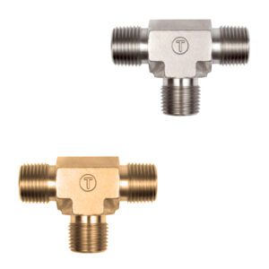 Tylok Instrument Pipe Fitting 3MMM All Male Pipe Tee in Brass, Steel, Stainless Steel (10K psi Models Available)